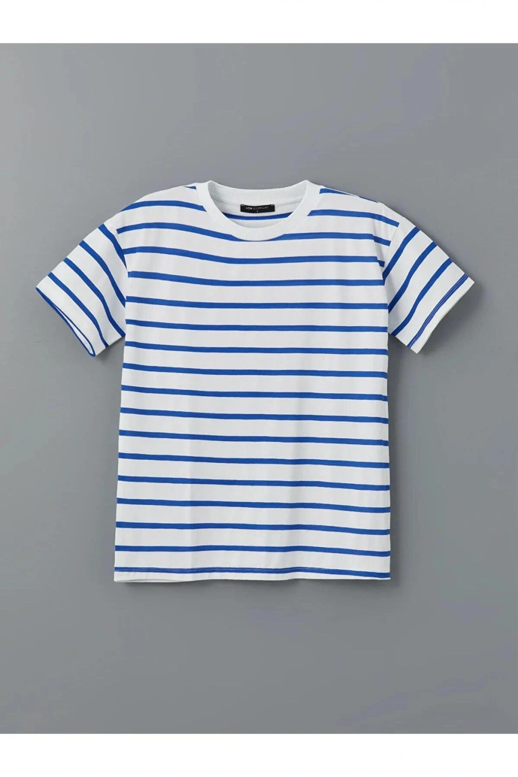 LCW Comfort Bisiklet Yaka Çizgili Kadın Tişört (S5)