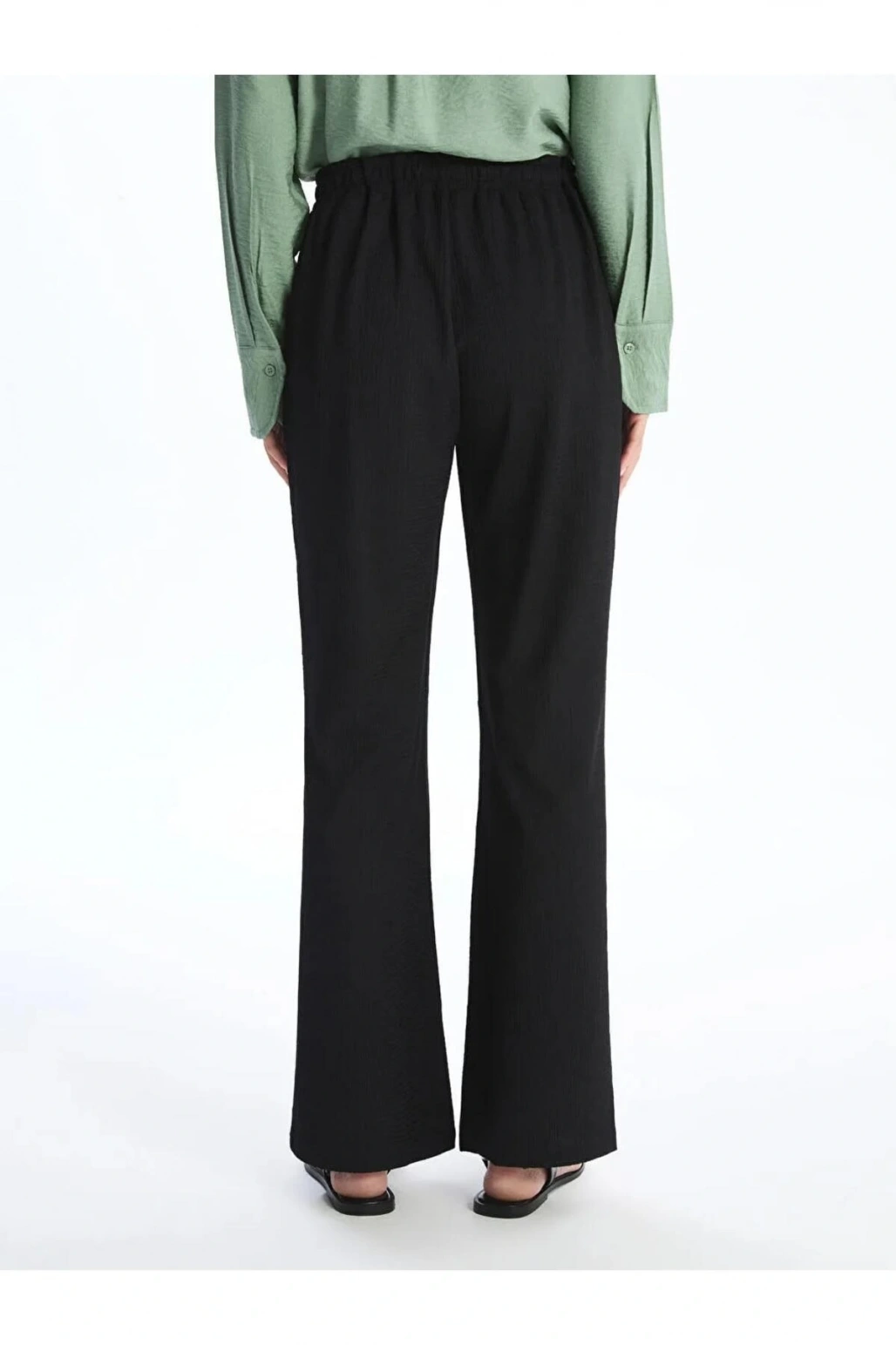 LCW Comfort Siyah Beli Lastikli Dokulu Kadın Pantolon