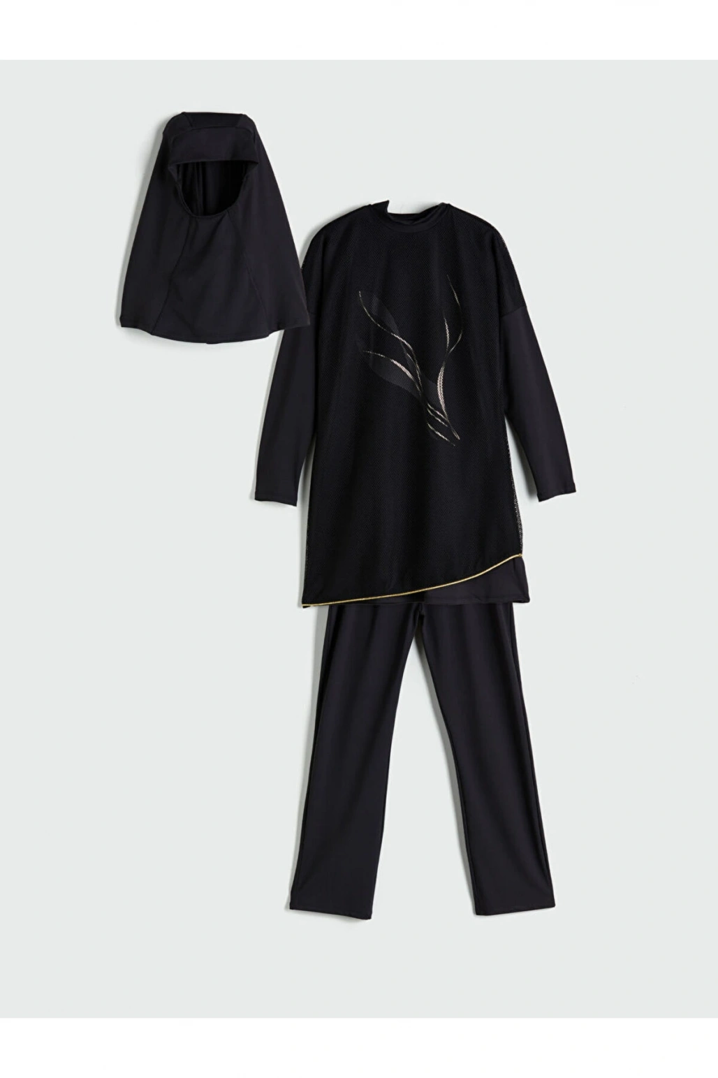 LCW Dik Yaka Baskılı Kadın Tesettür Mayo Takımı