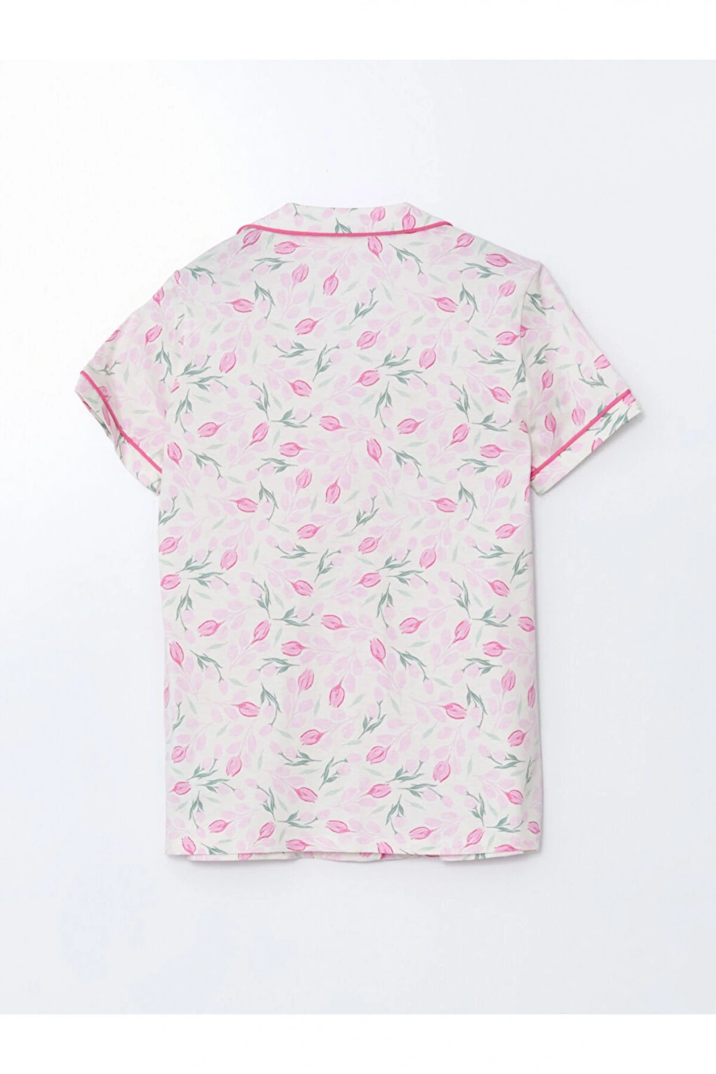 LCW DREAM Ekru Gömlek Yaka Çiçekli Kadın Pijama Takım