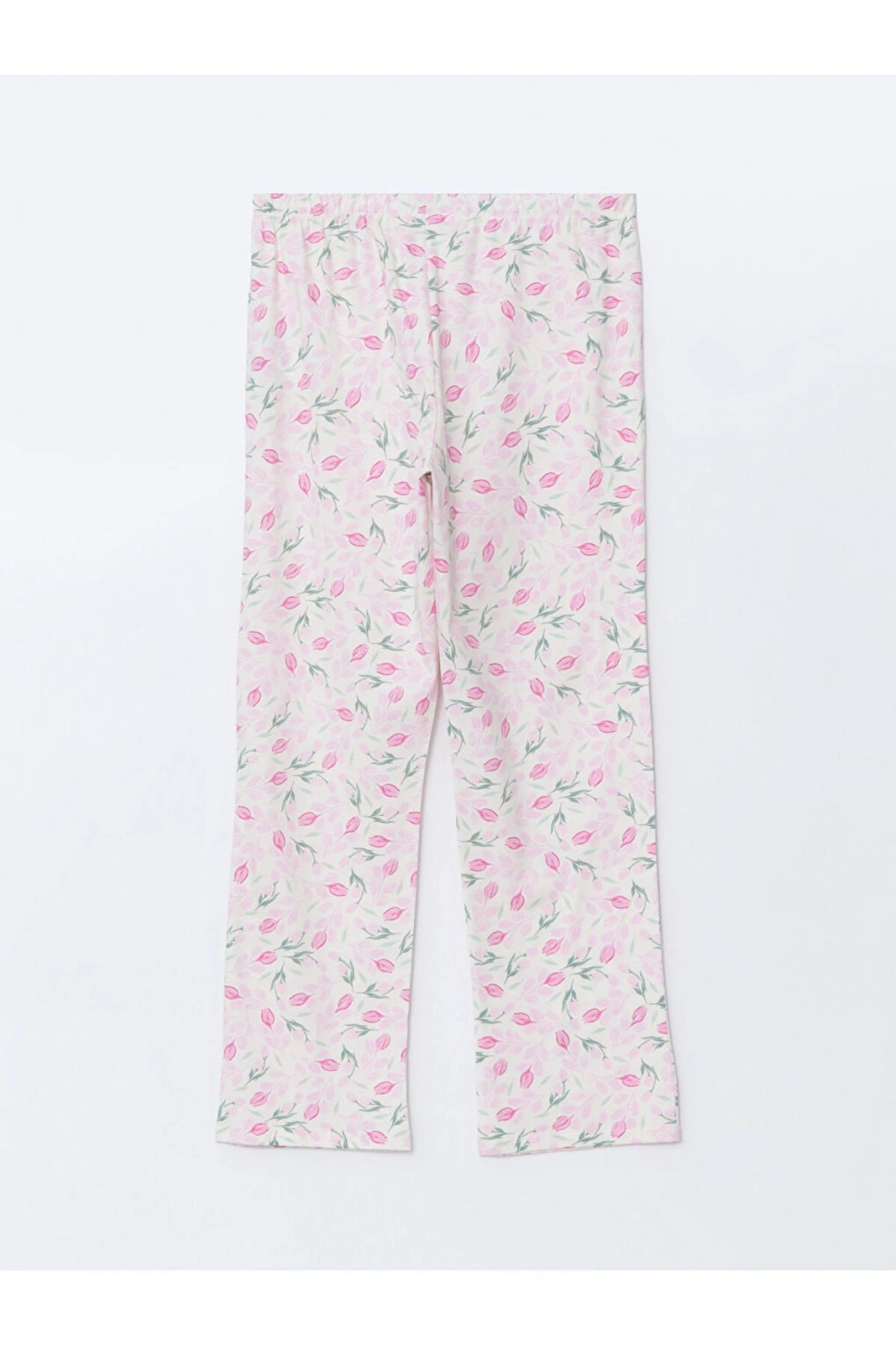 LCW DREAM Ekru Gömlek Yaka Çiçekli Kadın Pijama Takım