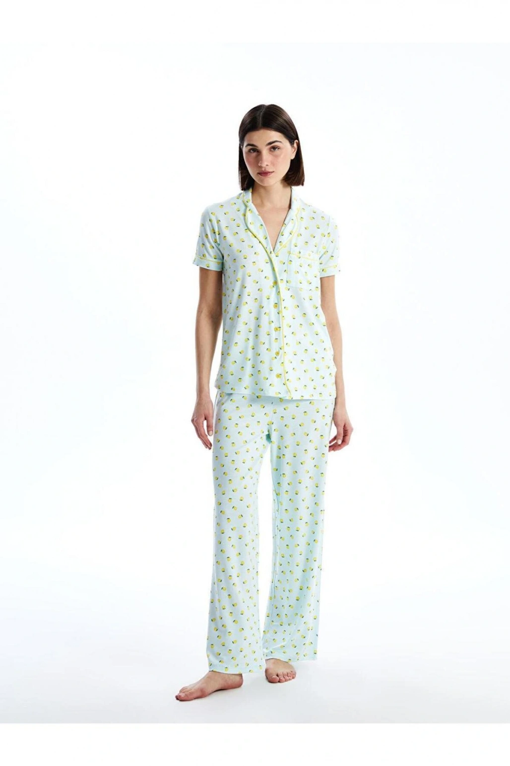 LCW DREAM Gömlek Yaka Baskılı Kadın Pijama Takımı