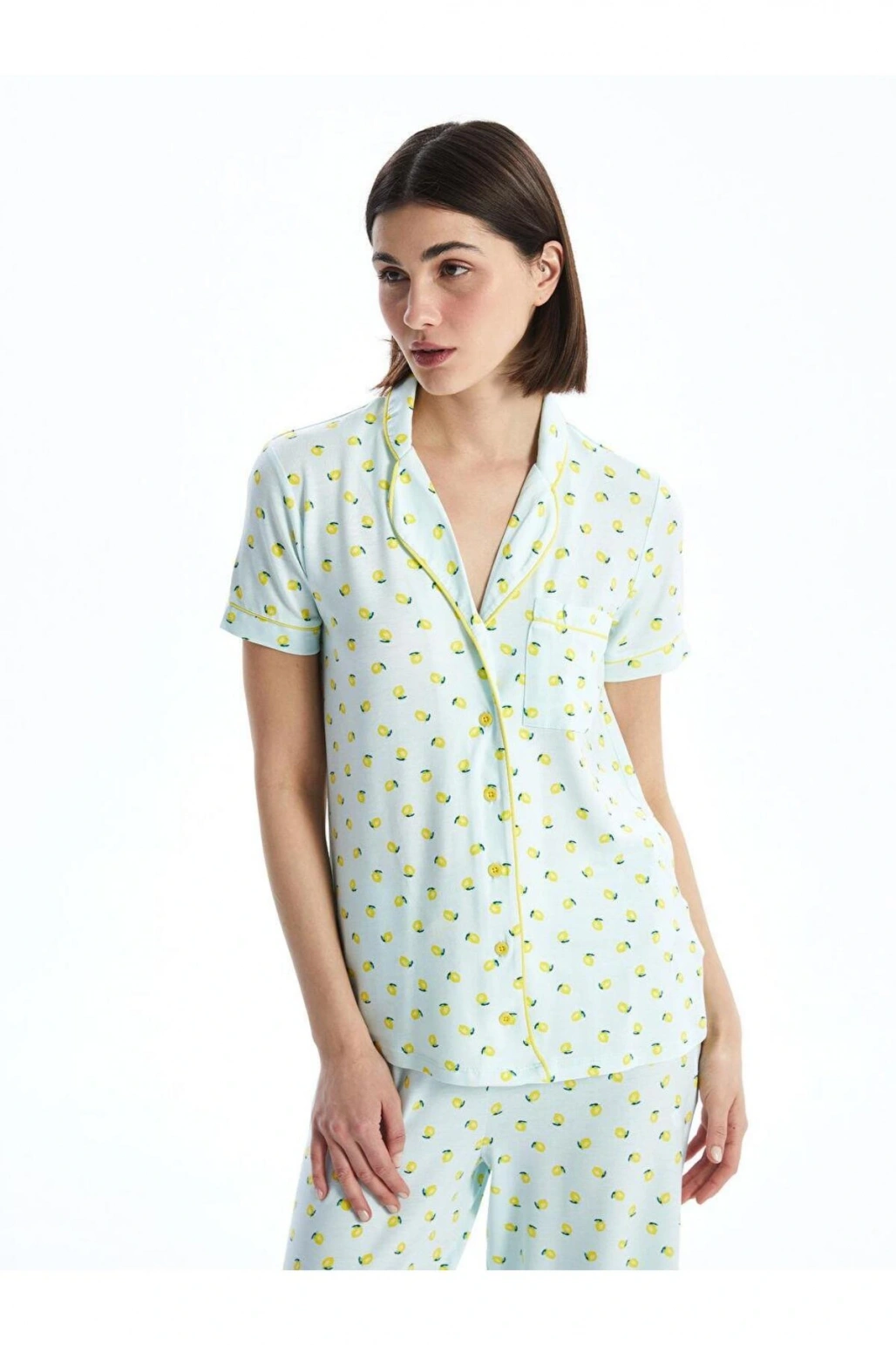 LCW DREAM Gömlek Yaka Baskılı Kadın Pijama Takımı