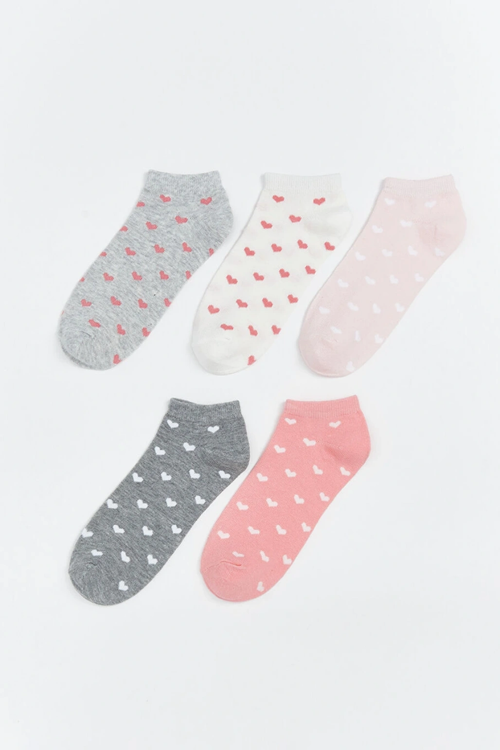 LCW DREAM Gri Kalp Desenli Kadın Patik Çorap 5li