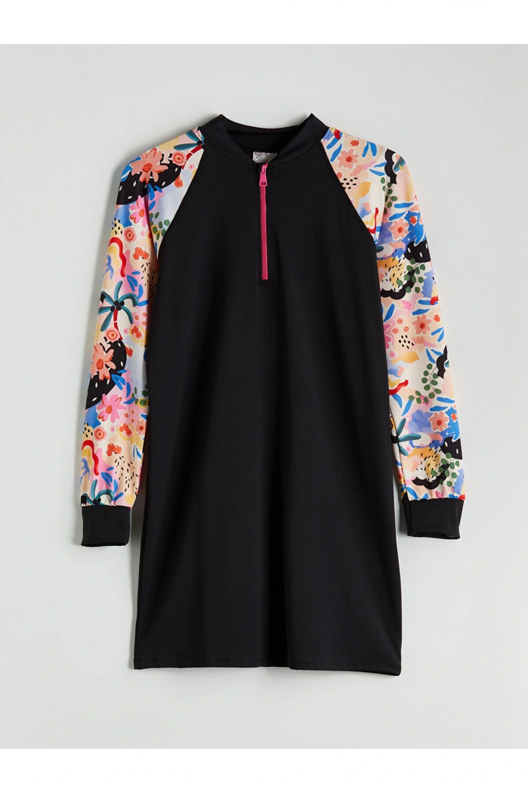 LCW DREAM Siyah Kolej Yaka Desenli Kadın Tesettür Mayo Üst