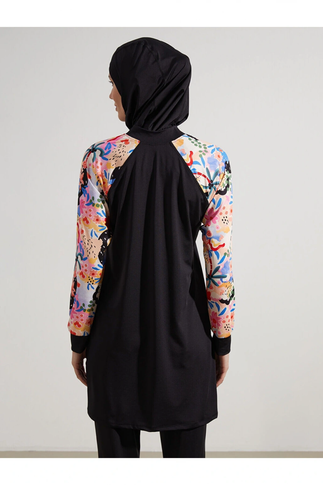 LCW DREAM Siyah Kolej Yaka Desenli Kadın Tesettür Mayo Üst