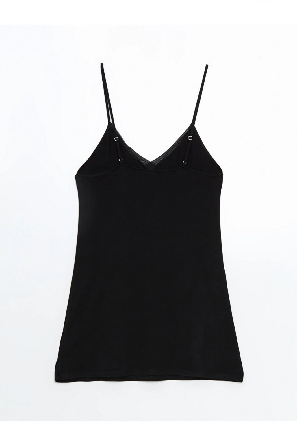 LCW DREAM Siyah V Yaka Düz Askılı Kadın Fantezi Gecelik