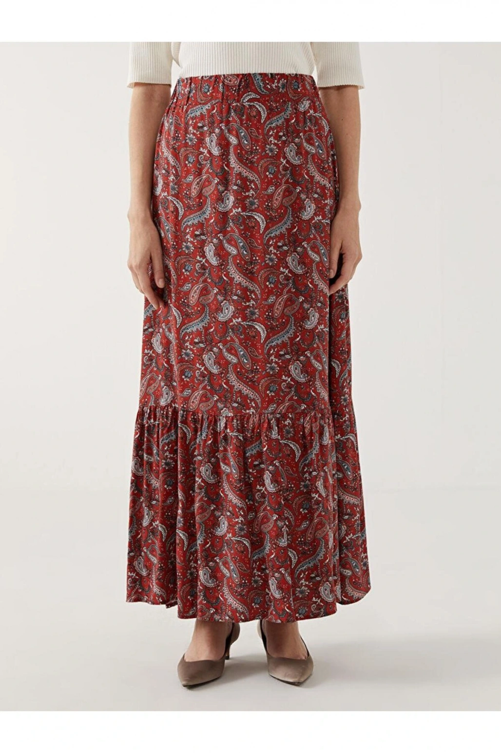 LCW Grace Beli Lastikli Desenli A Kesim Kadın Etek