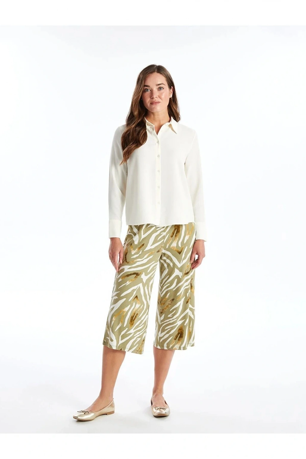 LCW Grace Beli Lastikli Desenli Kadın Kapri ÖZYEKA