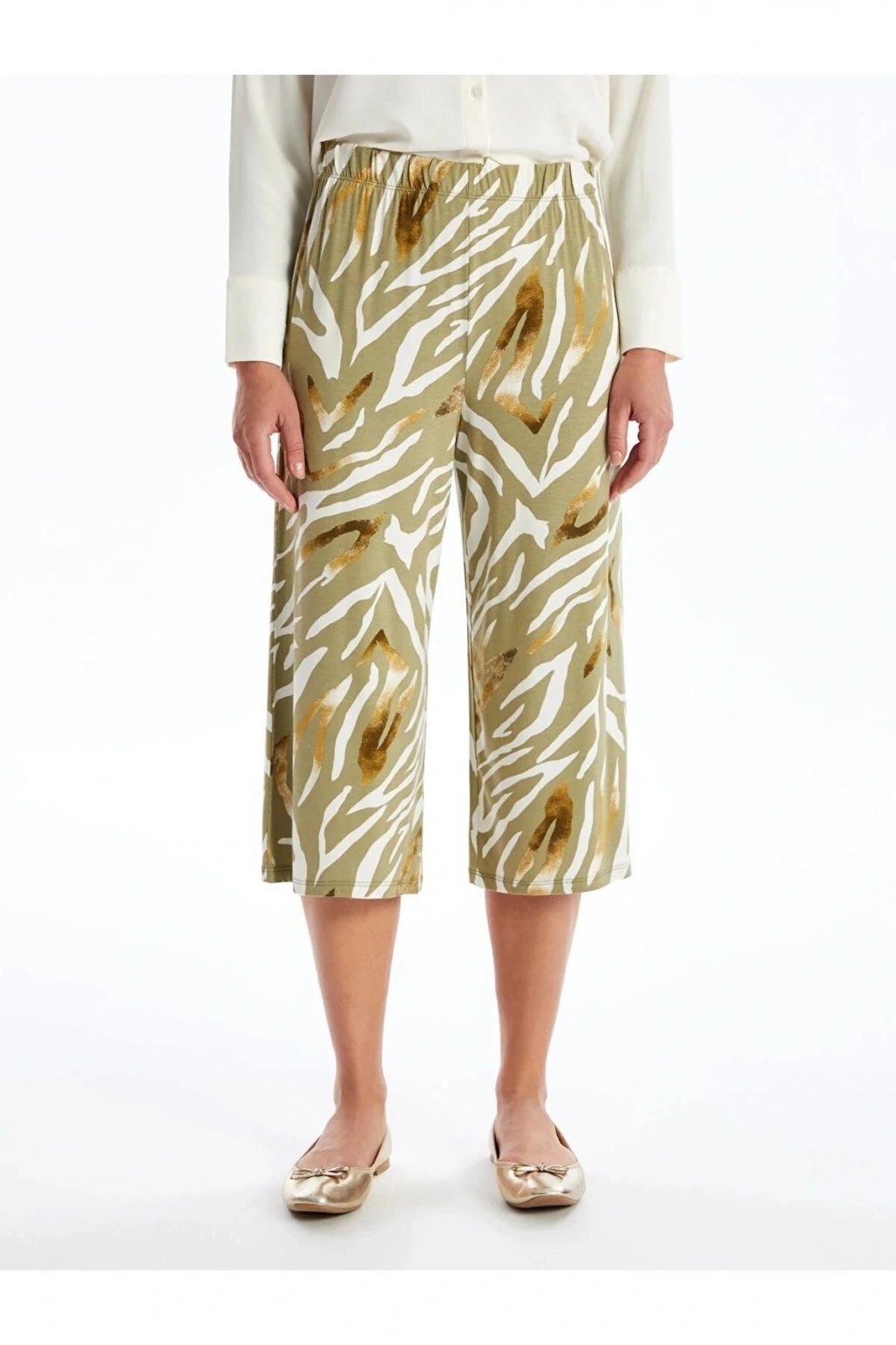 LCW Grace Beli Lastikli Desenli Kadın Kapri ÖZYEKA