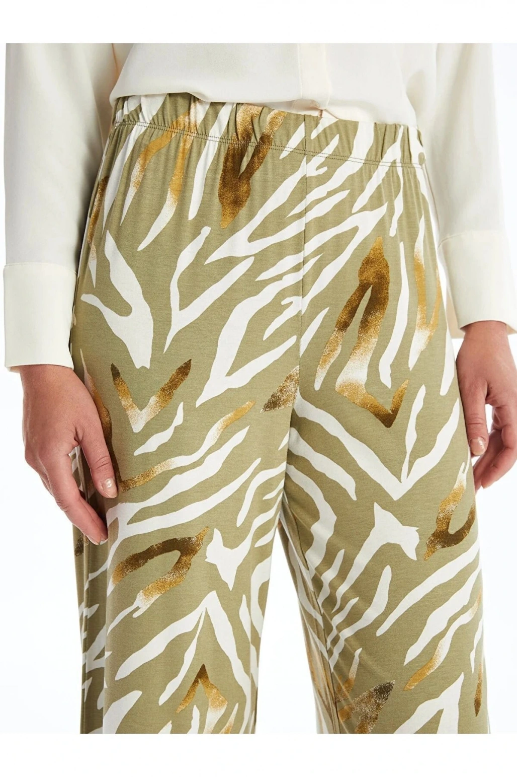 LCW Grace Beli Lastikli Desenli Kadın Kapri ÖZYEKA