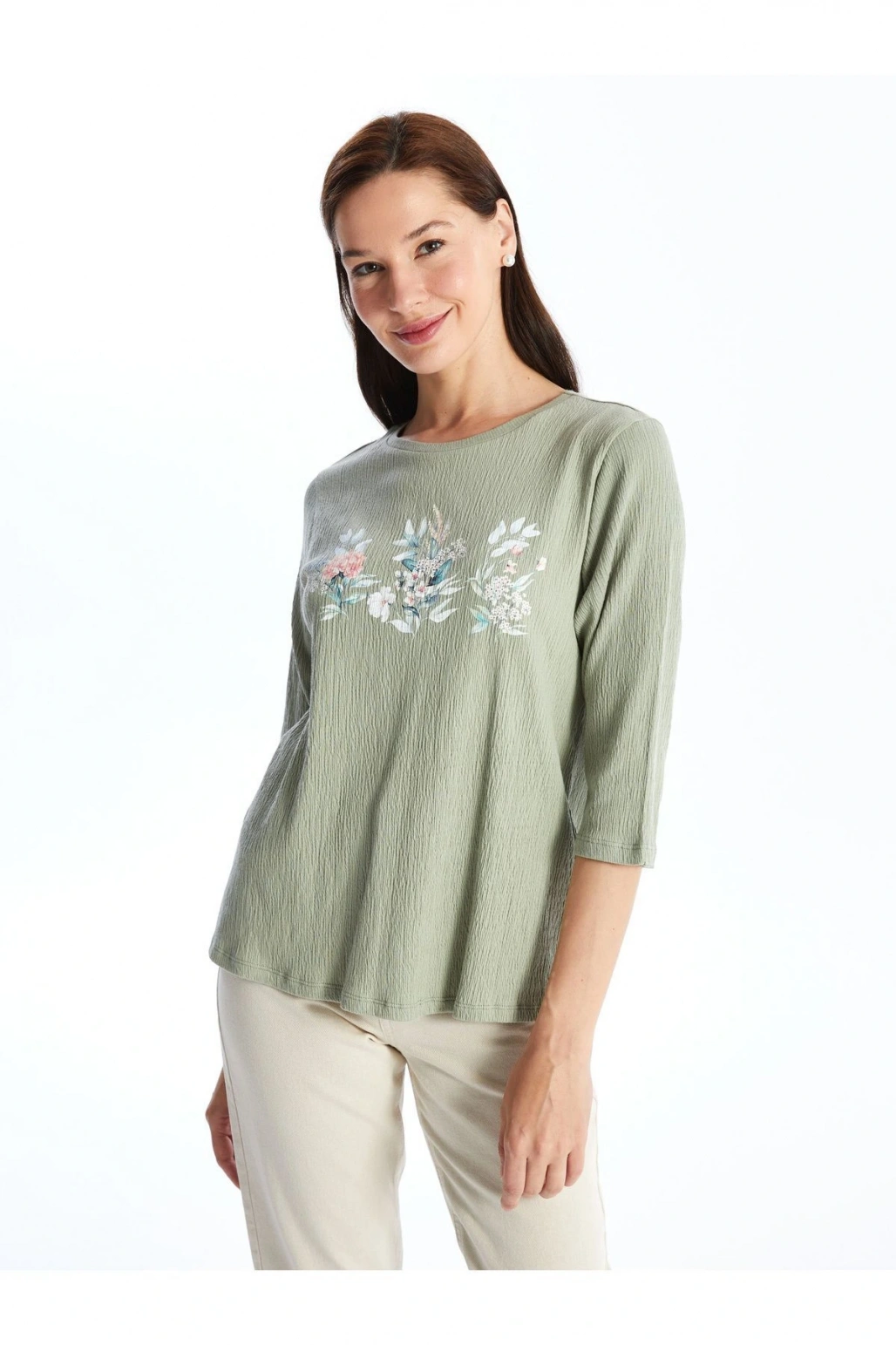 LCW Grace Bisiklet Yaka Çiçek Baskılı Kadın Bluz