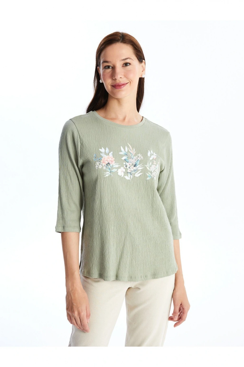 LCW Grace Bisiklet Yaka Çiçek Baskılı Kadın Bluz