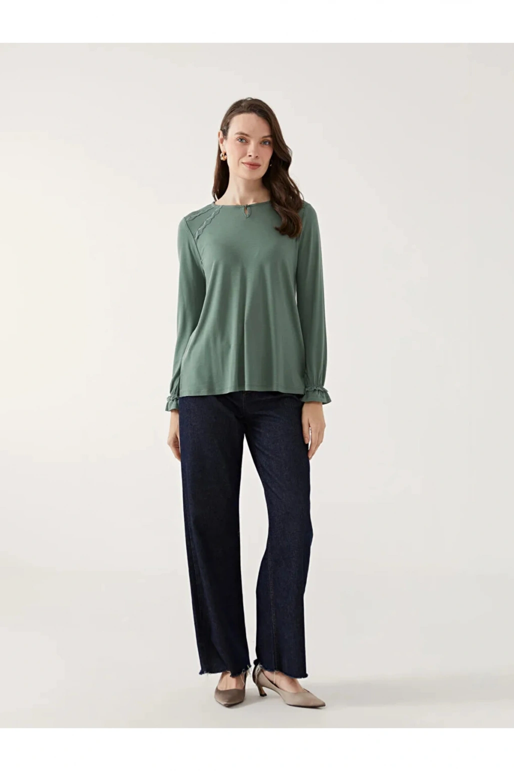 LCW Grace Bisiklet Yaka Dantel Detaylı Kadın Bluz