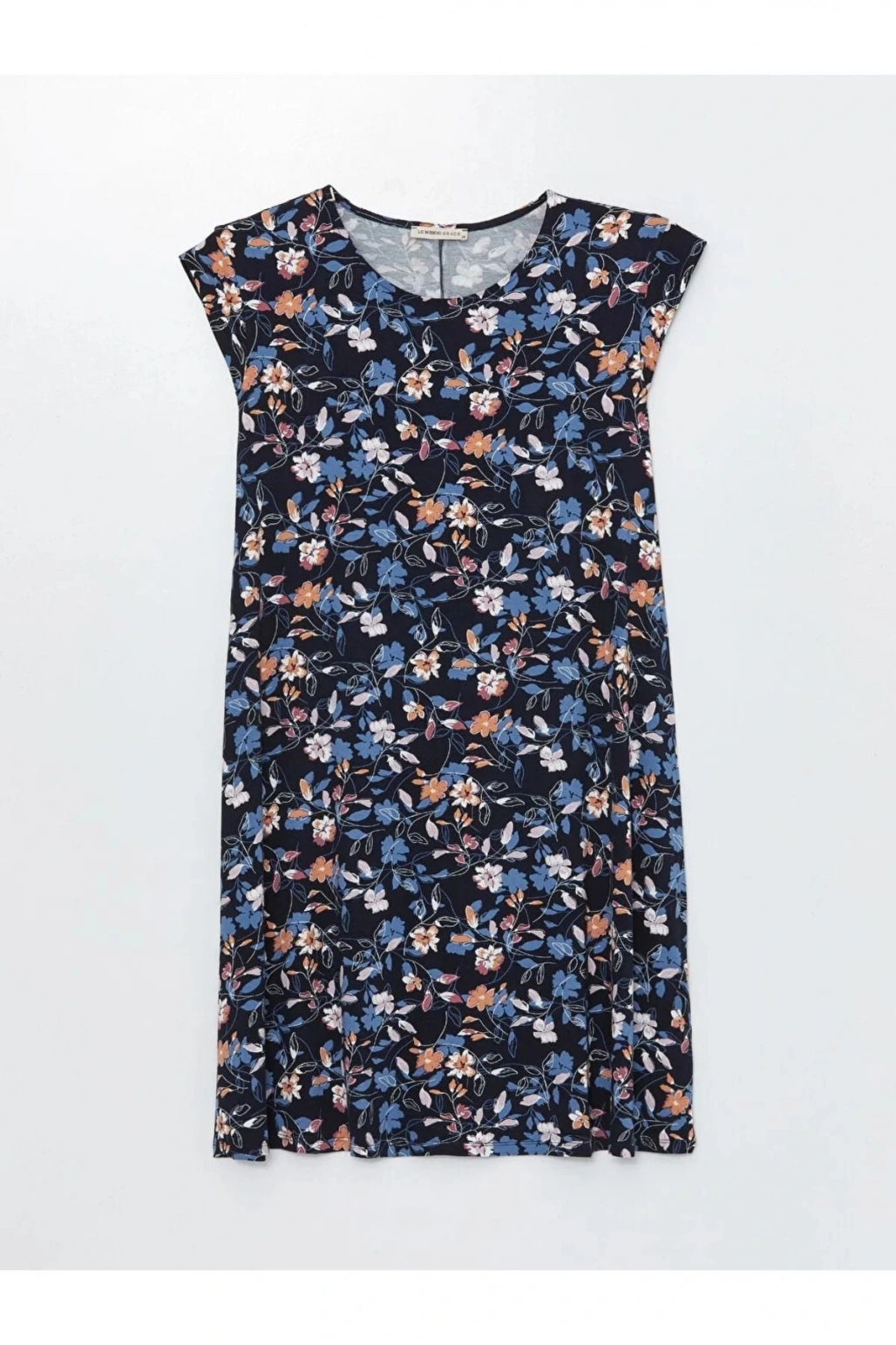 LCW Grace Bisiklet Yaka Desenli Kısa Kollu Kadın Elbise