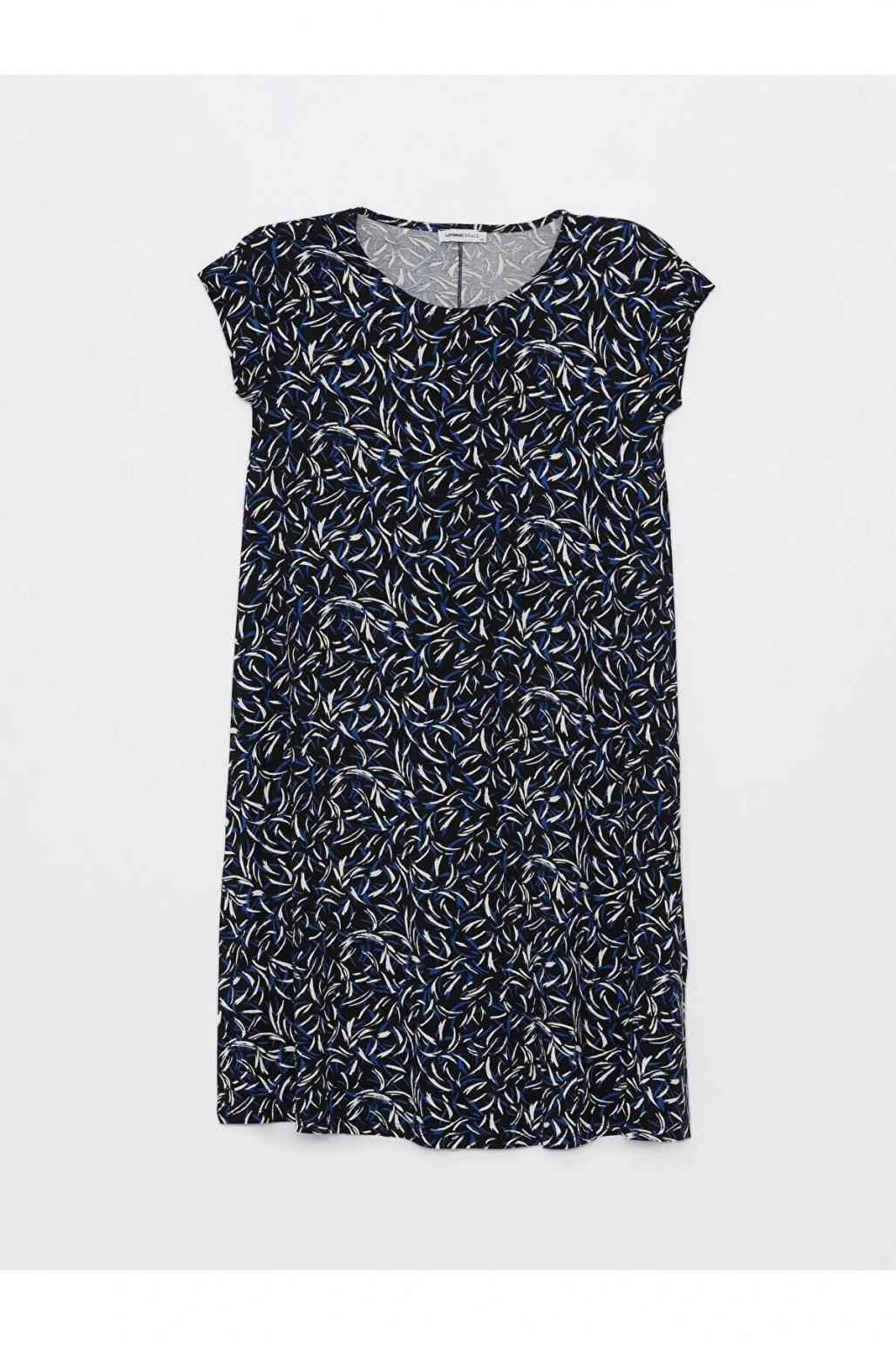 LCW Grace Bisiklet Yaka Desenli Kısa Kollu Kadın Elbise