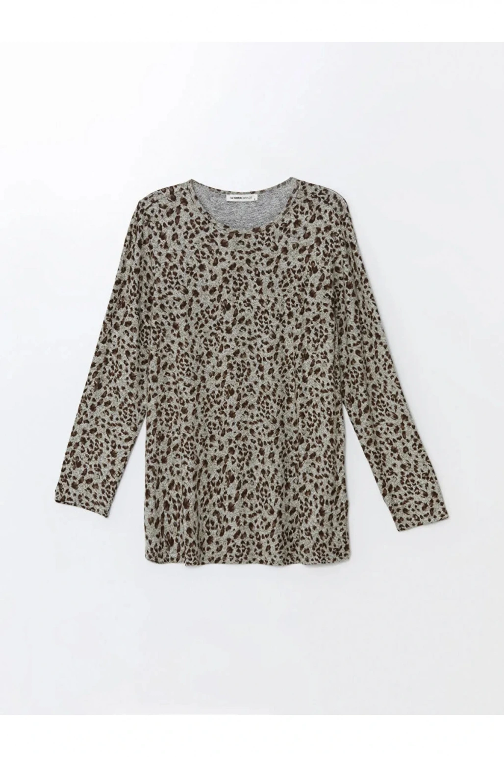 LCW Grace Bisiklet Yaka Desenli Uzun Kollu Kadın Bluz