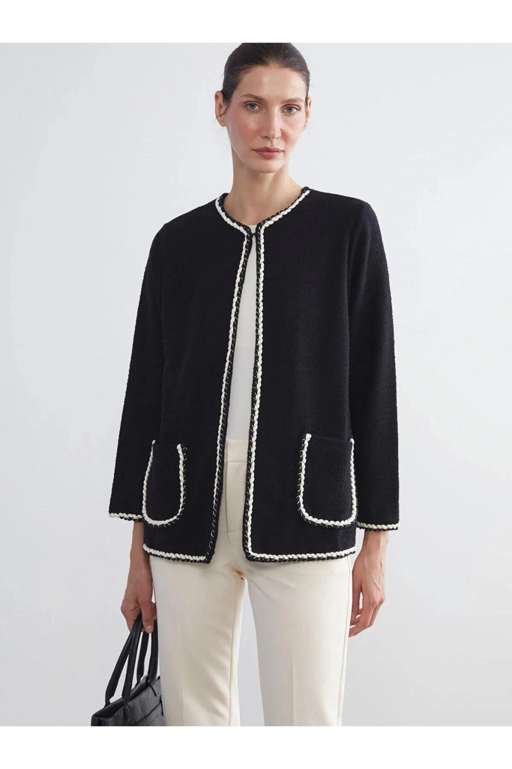 LCW Grace Bisiklet Yaka Nakışlı Kadın Hırka (W5)