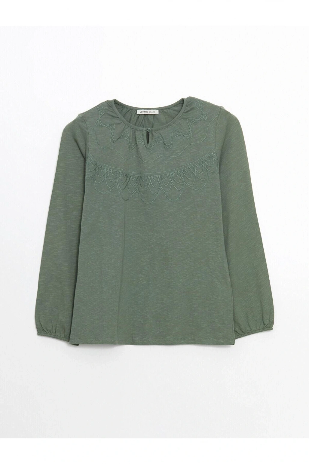 LCW Grace Bisiklet Yaka Nakışlı Kadın Tişört (S5)