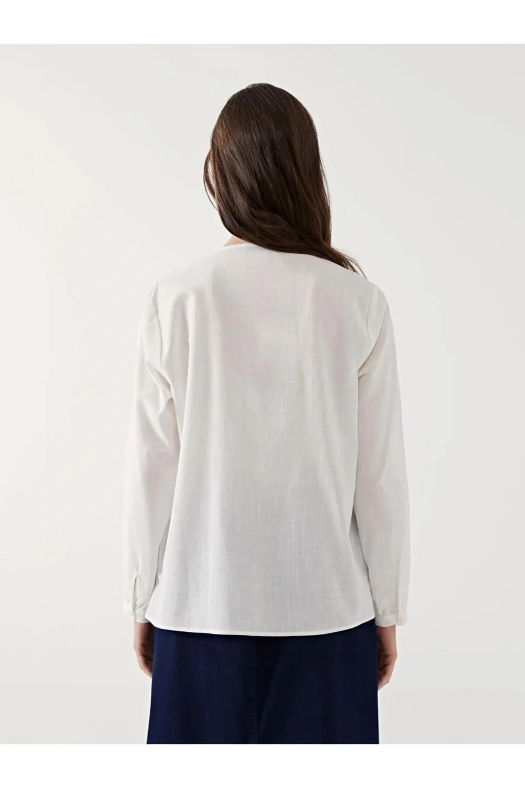 LCW Grace Ekru Bisiklet Yaka Dantel Detaylı Kadın Bluz