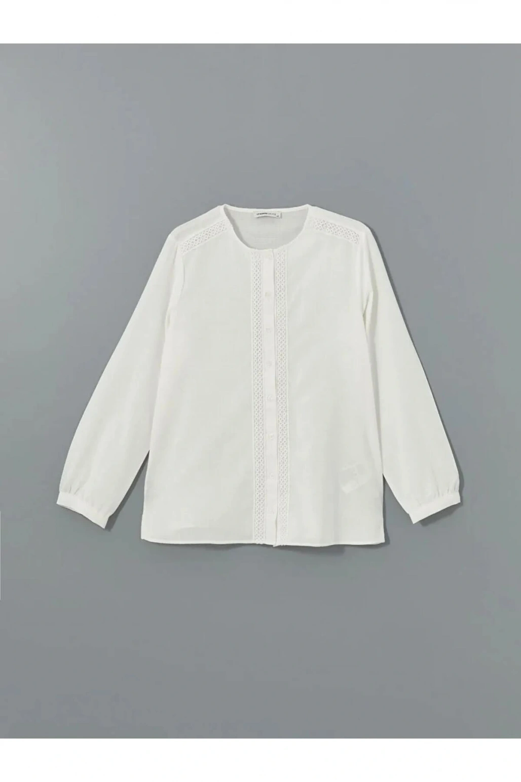 LCW Grace Ekru Bisiklet Yaka Dantel Detaylı Kadın Bluz