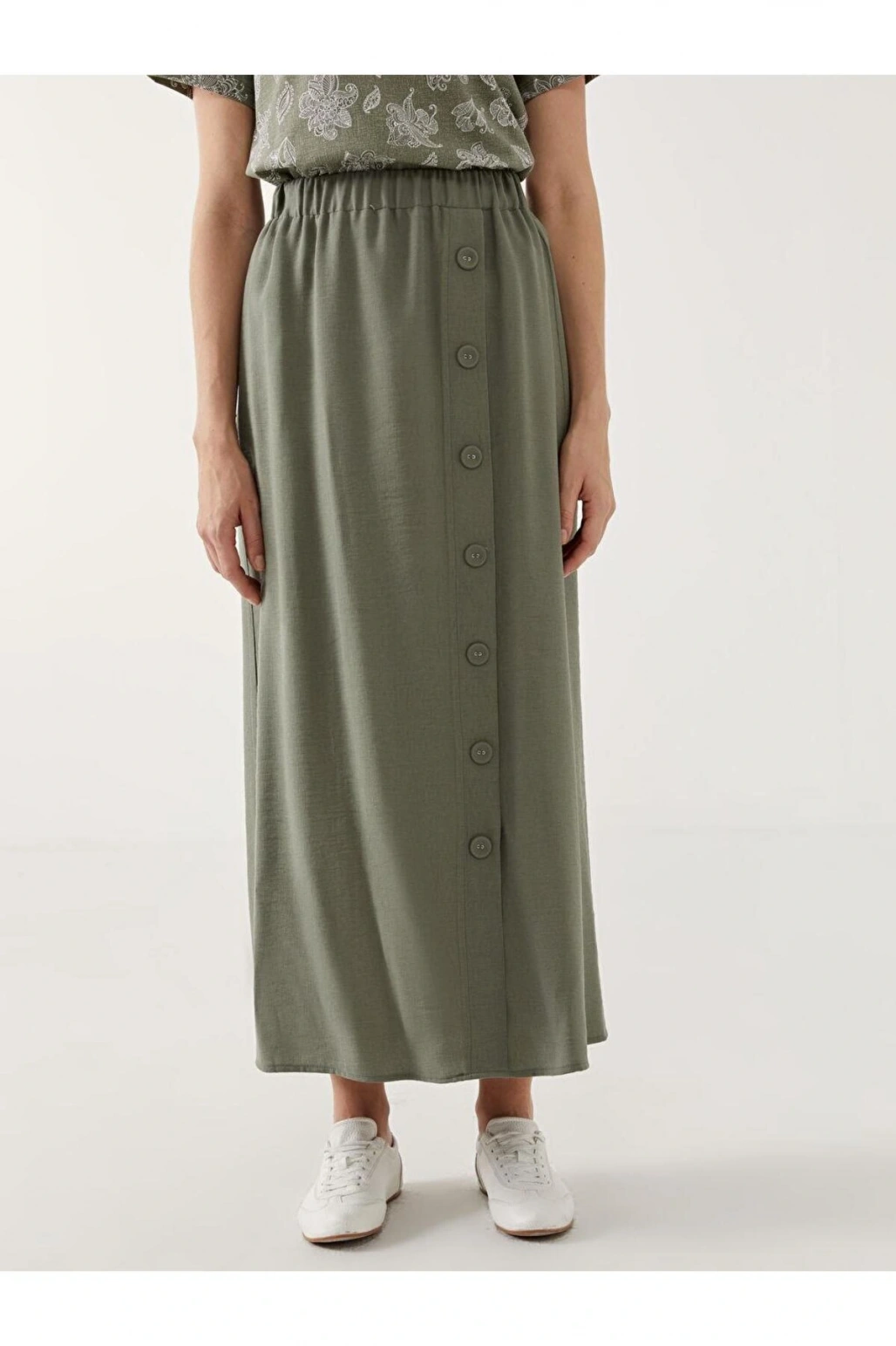 LCW Grace Haki Beli Lastikli Kadın Etek