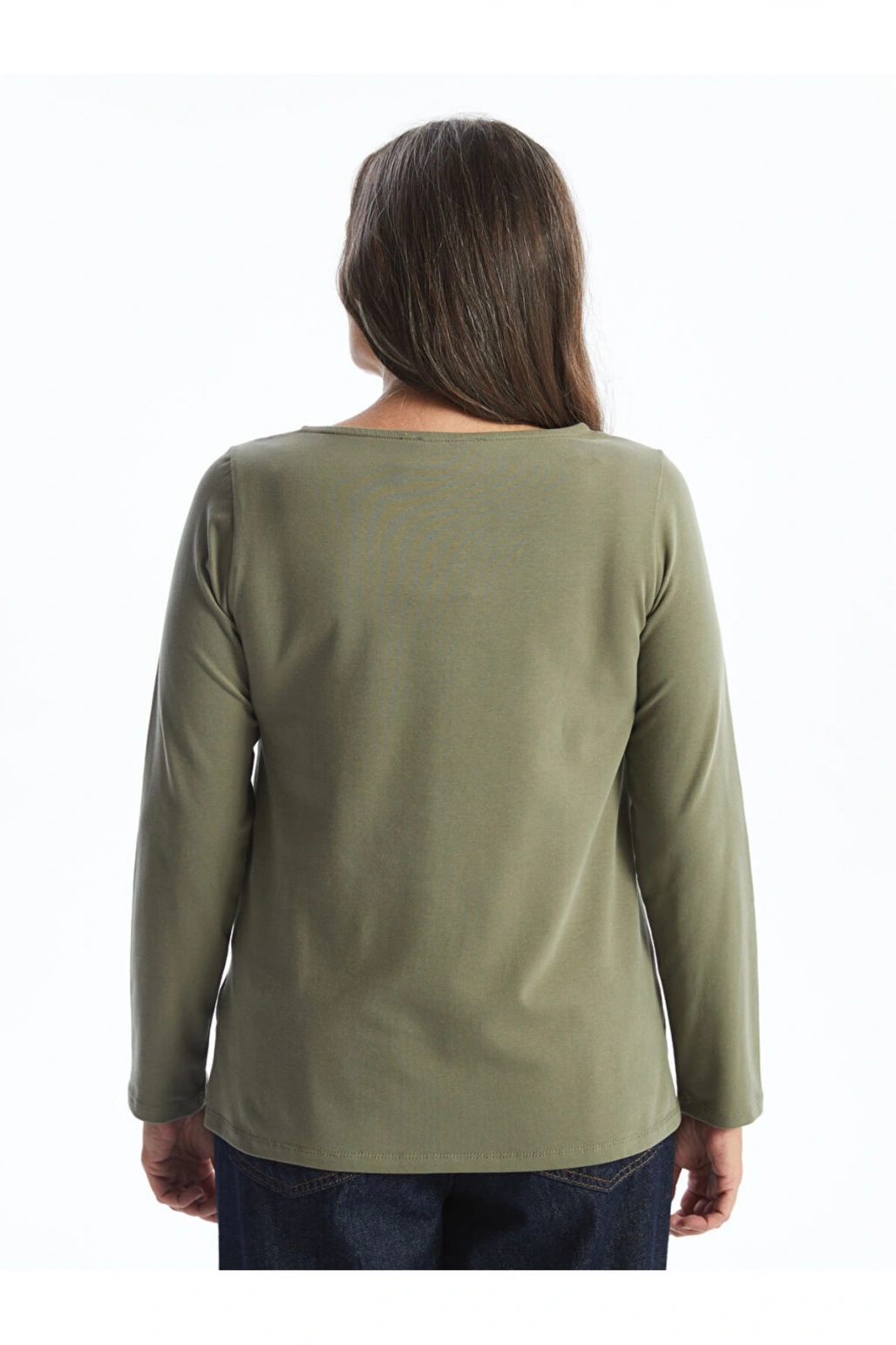 LCW Grace Haki Bisiklet Yaka Çiçekli Kadın Tişört