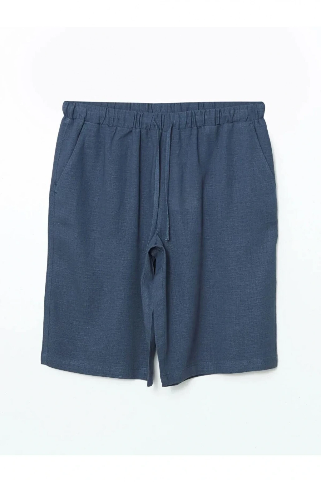 LCW Grace Indigo Beli Lastikli Keten Karışımlı Kadın Şort