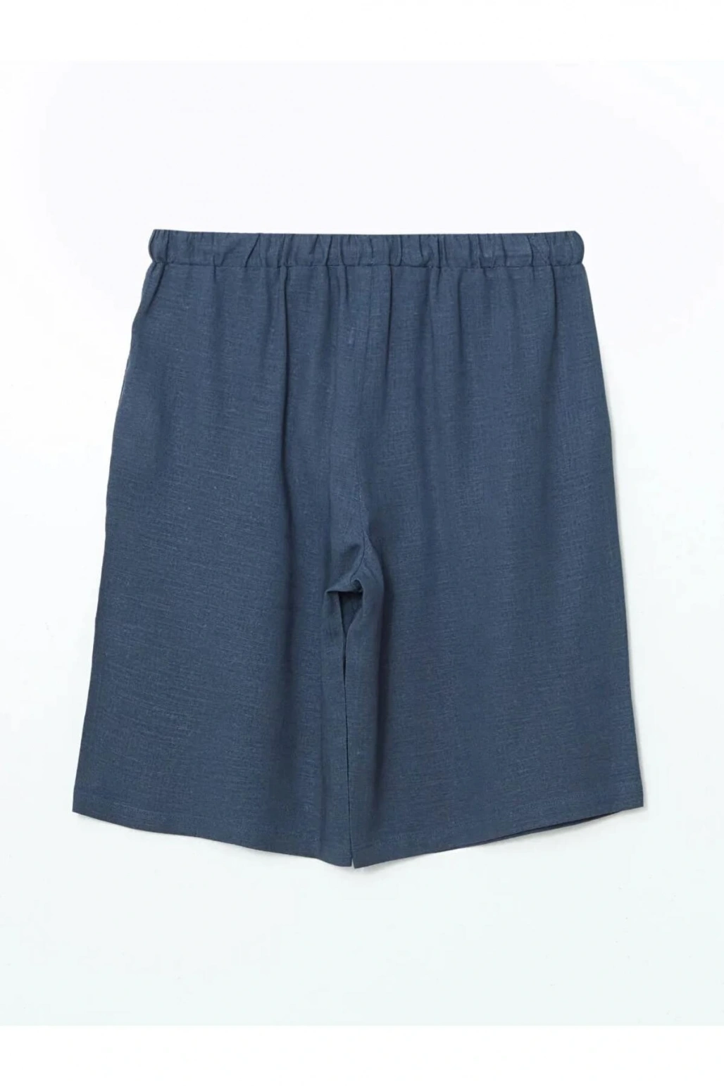 LCW Grace Indigo Beli Lastikli Keten Karışımlı Kadın Şort