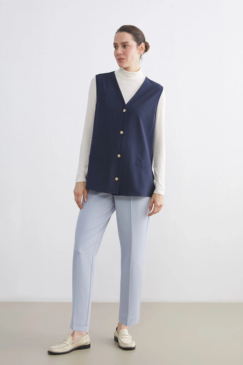 LCW Grace Indigo V Yaka Kadın Yelek