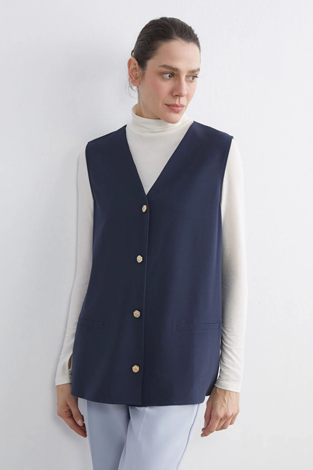 LCW Grace Indigo V Yaka Kadın Yelek