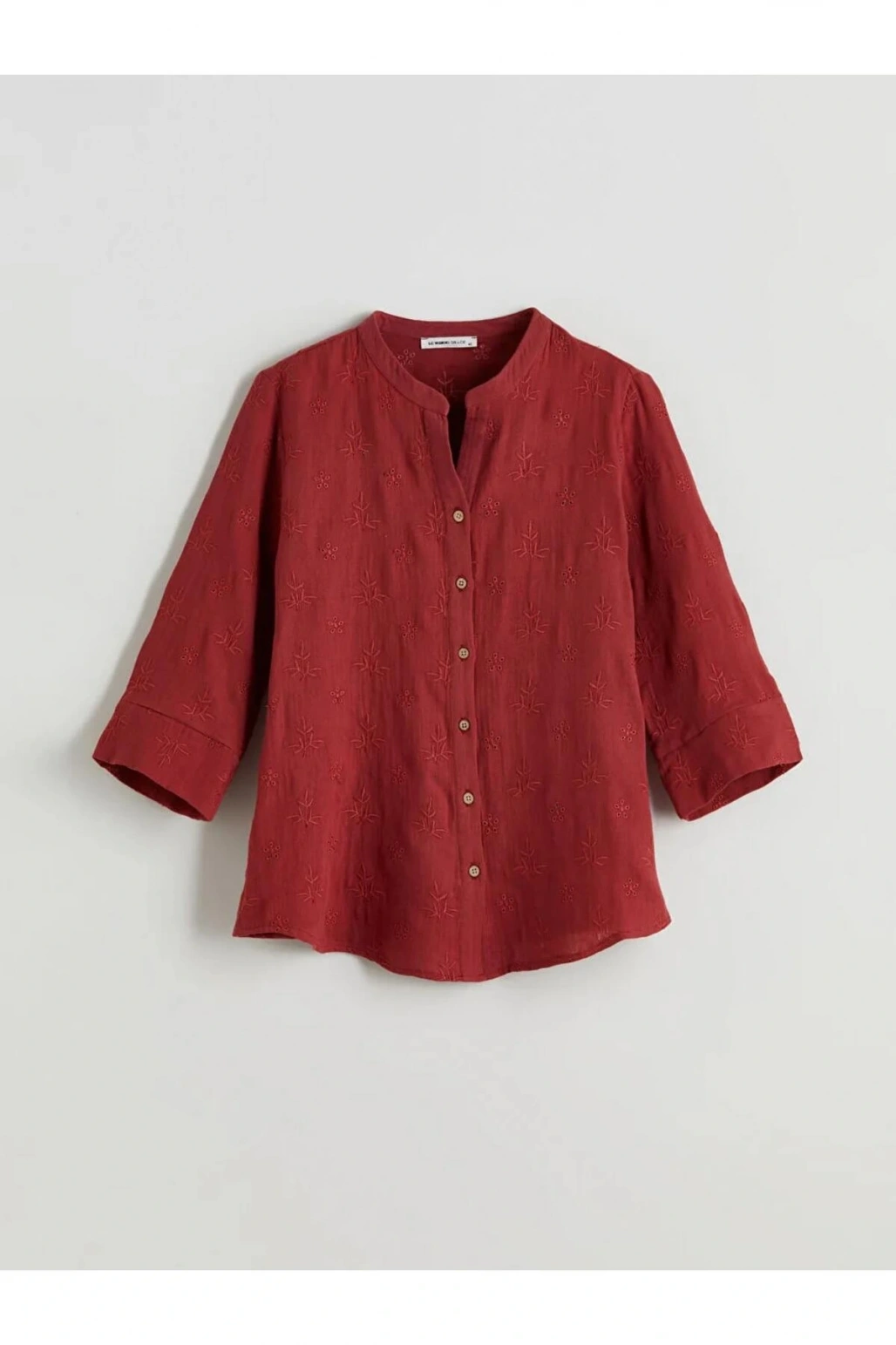 LCW Grace KİREMİT Kaçık Yaka Ajurlu Brode Kadın Gömlek