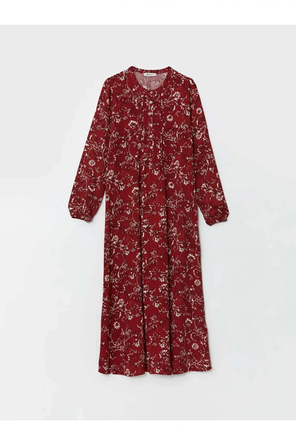 LCW Grace Kırmızı Bisiklet Yaka Çiçekli Kadın Elbise