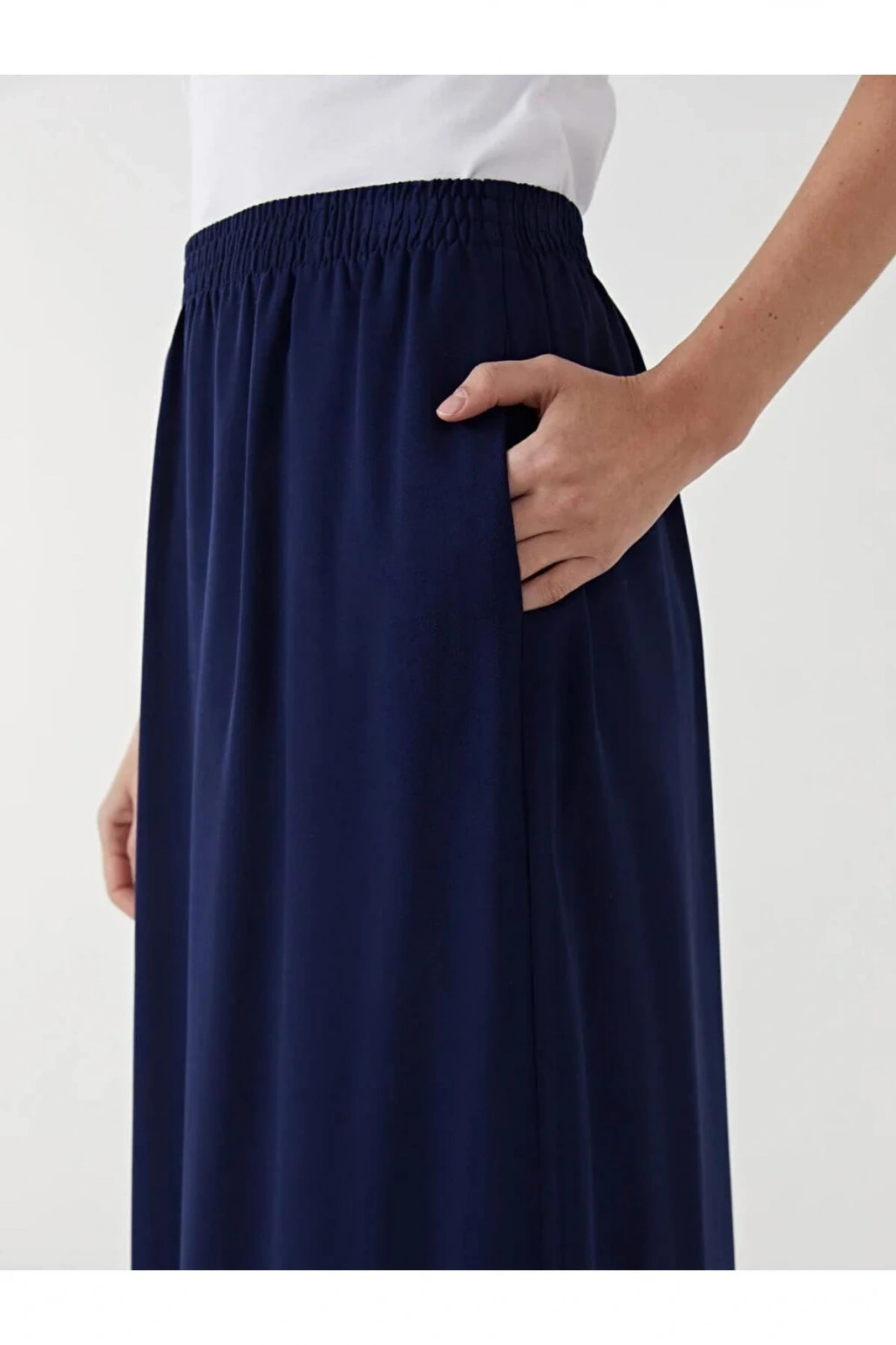 LCW Grace Lacivert Beli Lastikli Kadın Etek