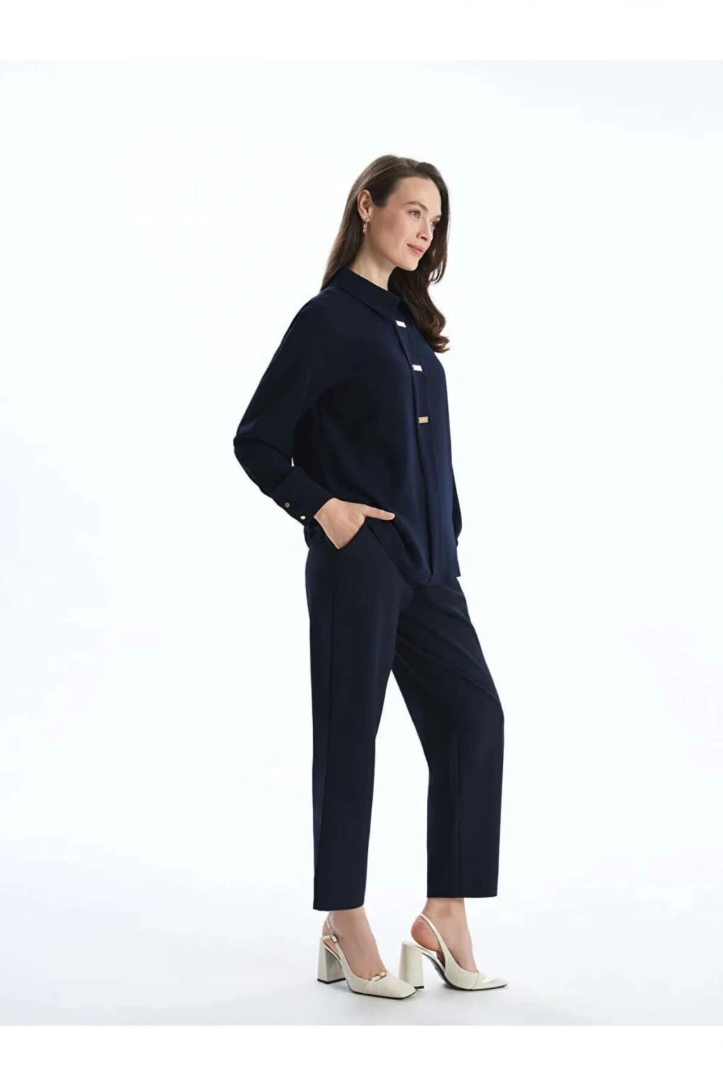 LCW Grace Lacivert Beli Lastikli Kadın Pantolon