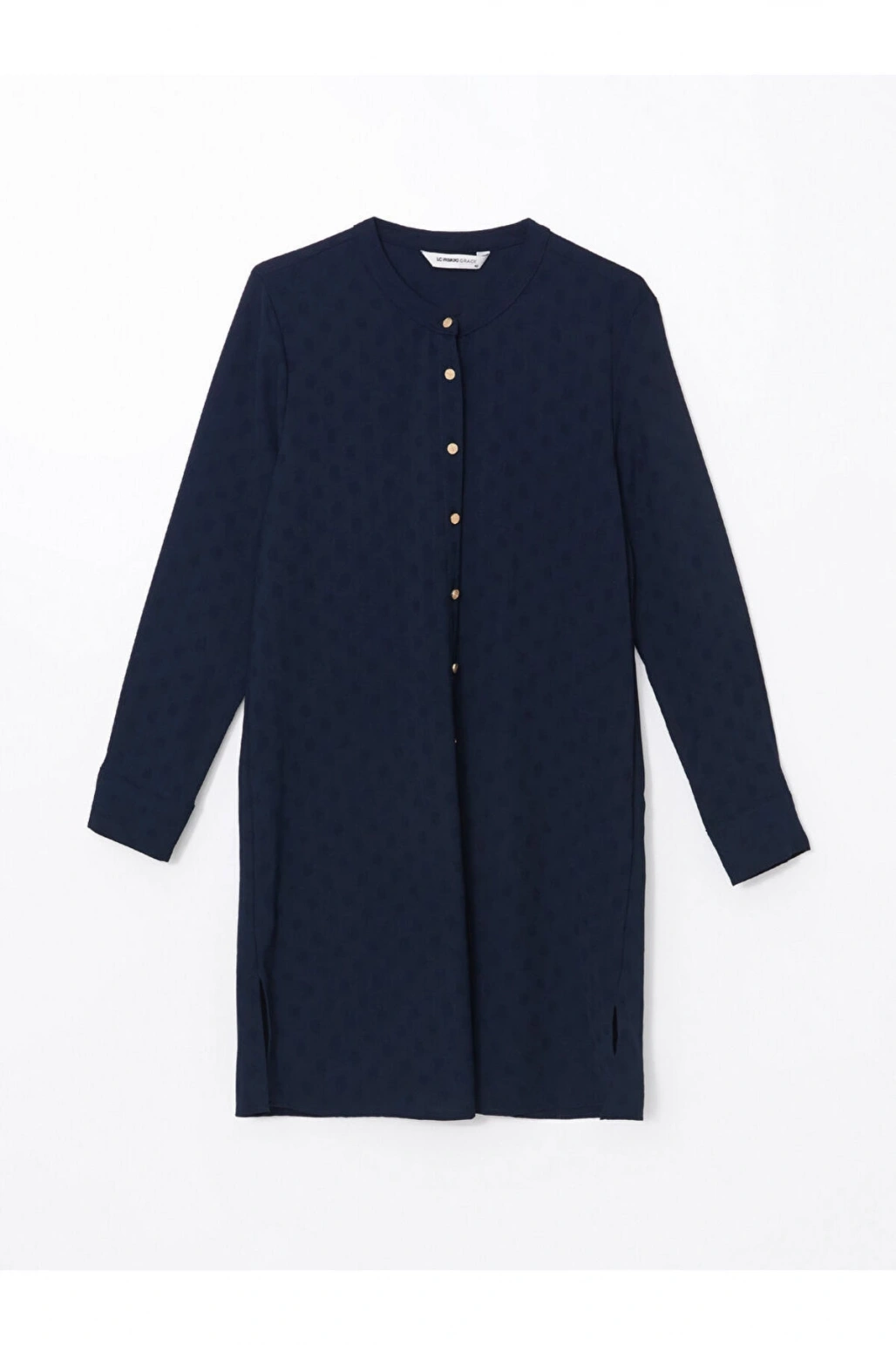 LCW Grace Lacivert Bisiklet Yaka Puantiyeli Kadın Gömlek Tunik