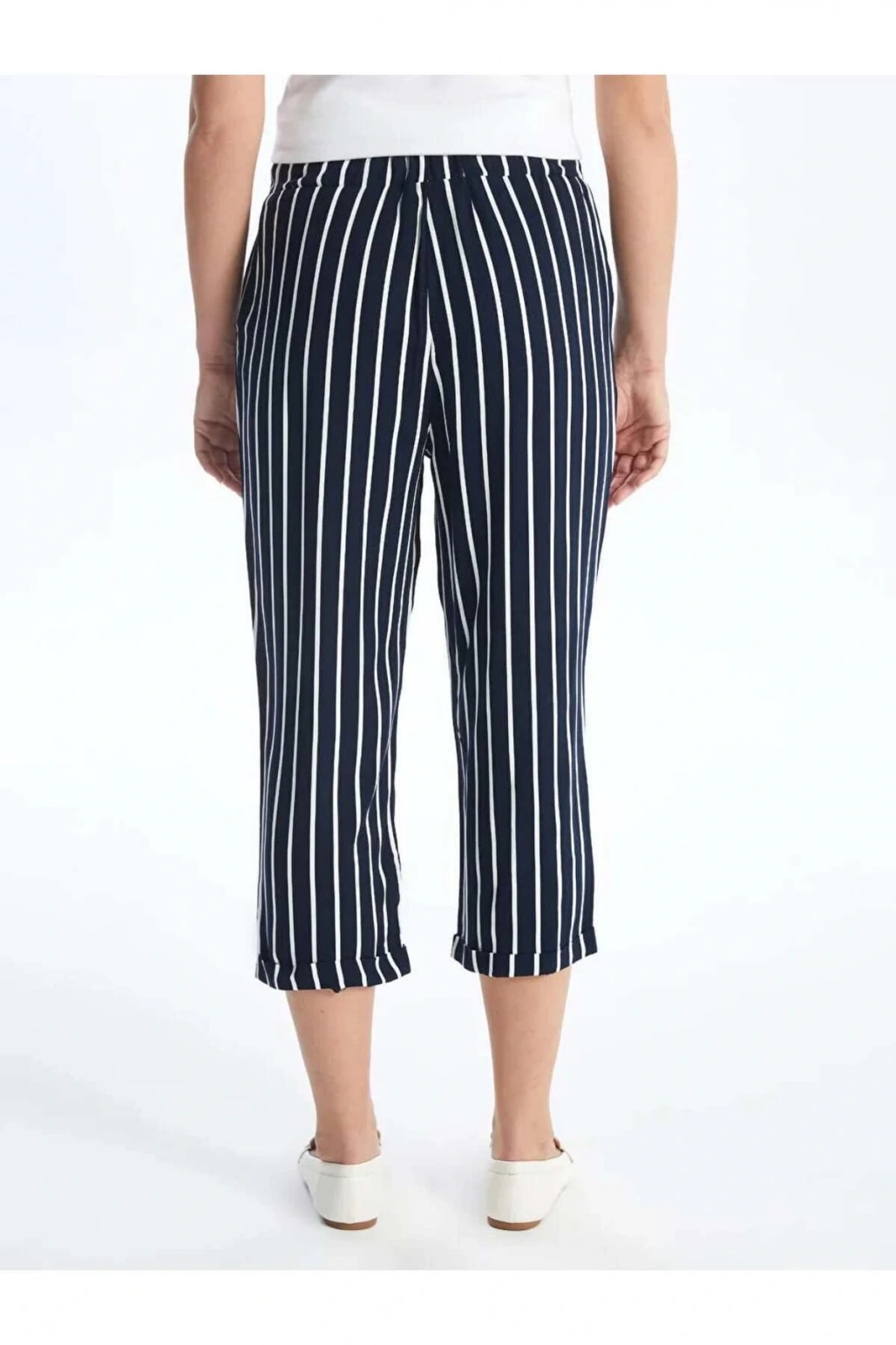 LCW Grace Mavi Beli Lastikli Çizgili Kadın Kapri