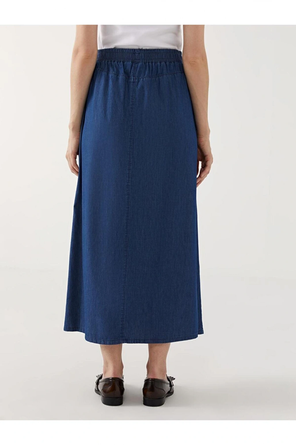 LCW Grace Mavi Beli Lastikli Kadın Jean Etek