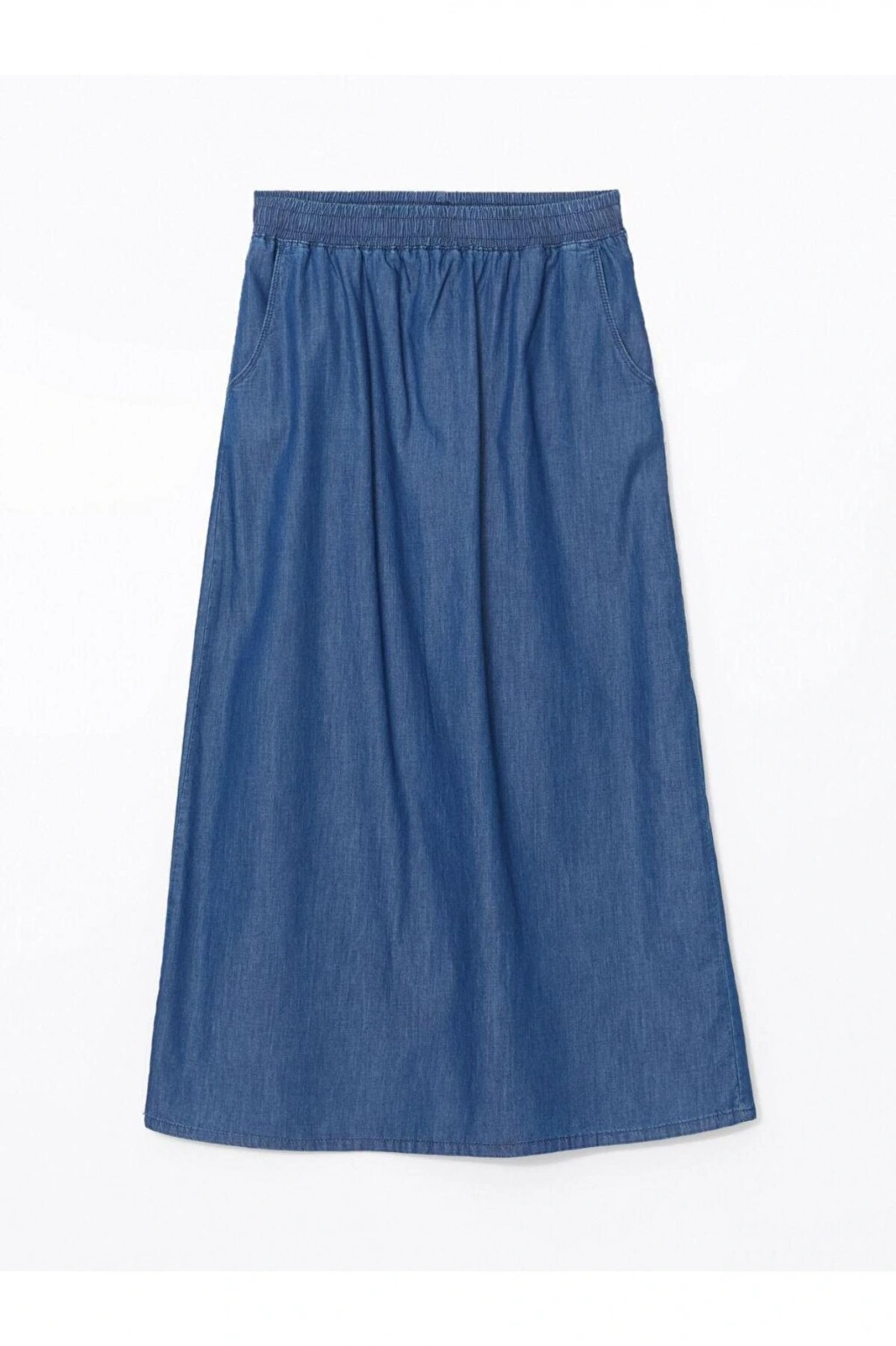 LCW Grace Mavi Beli Lastikli Kadın Jean Etek