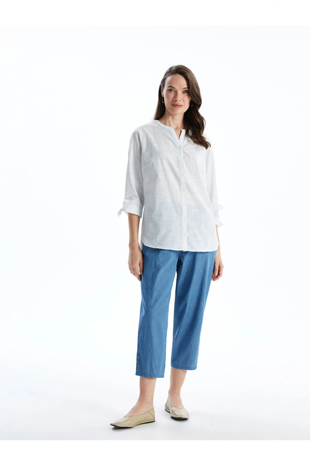 LCW Grace Mavi Beli Lastikli Kadın Jean Kapri