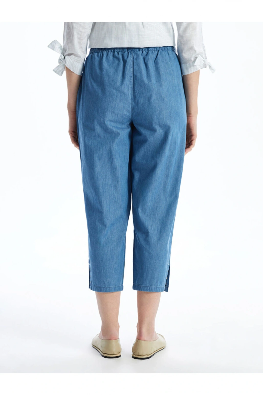 LCW Grace Mavi Beli Lastikli Kadın Jean Kapri