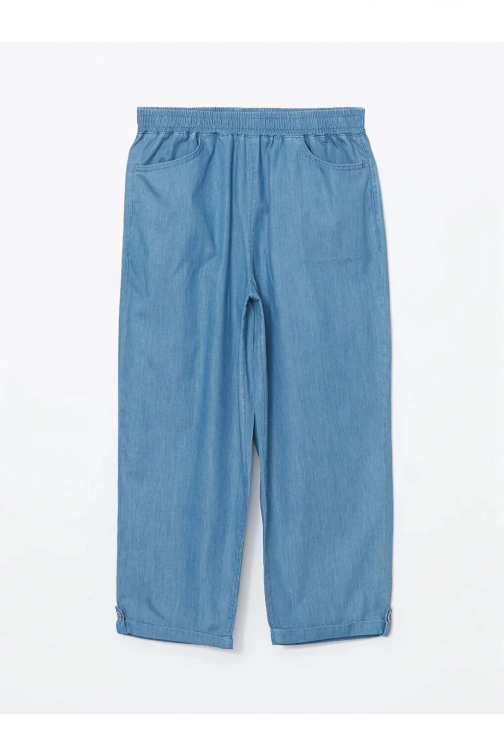 LCW Grace Mavi Beli Lastikli Kadın Jean Kapri