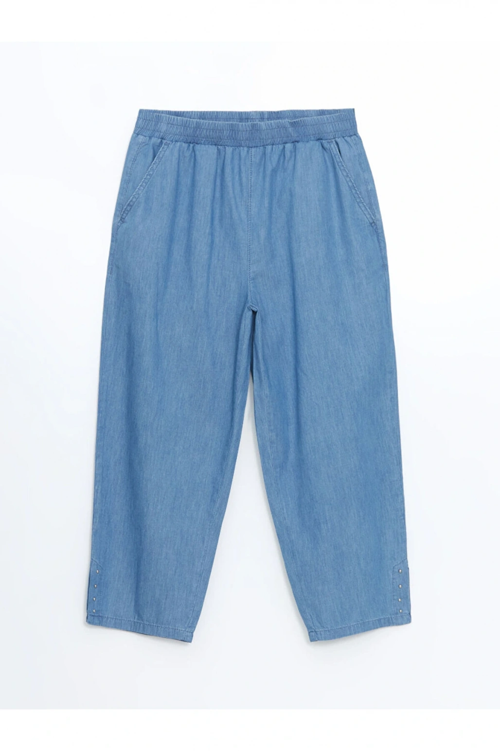 LCW Grace Mavi Beli Lastikli Kadın Jean Kapri