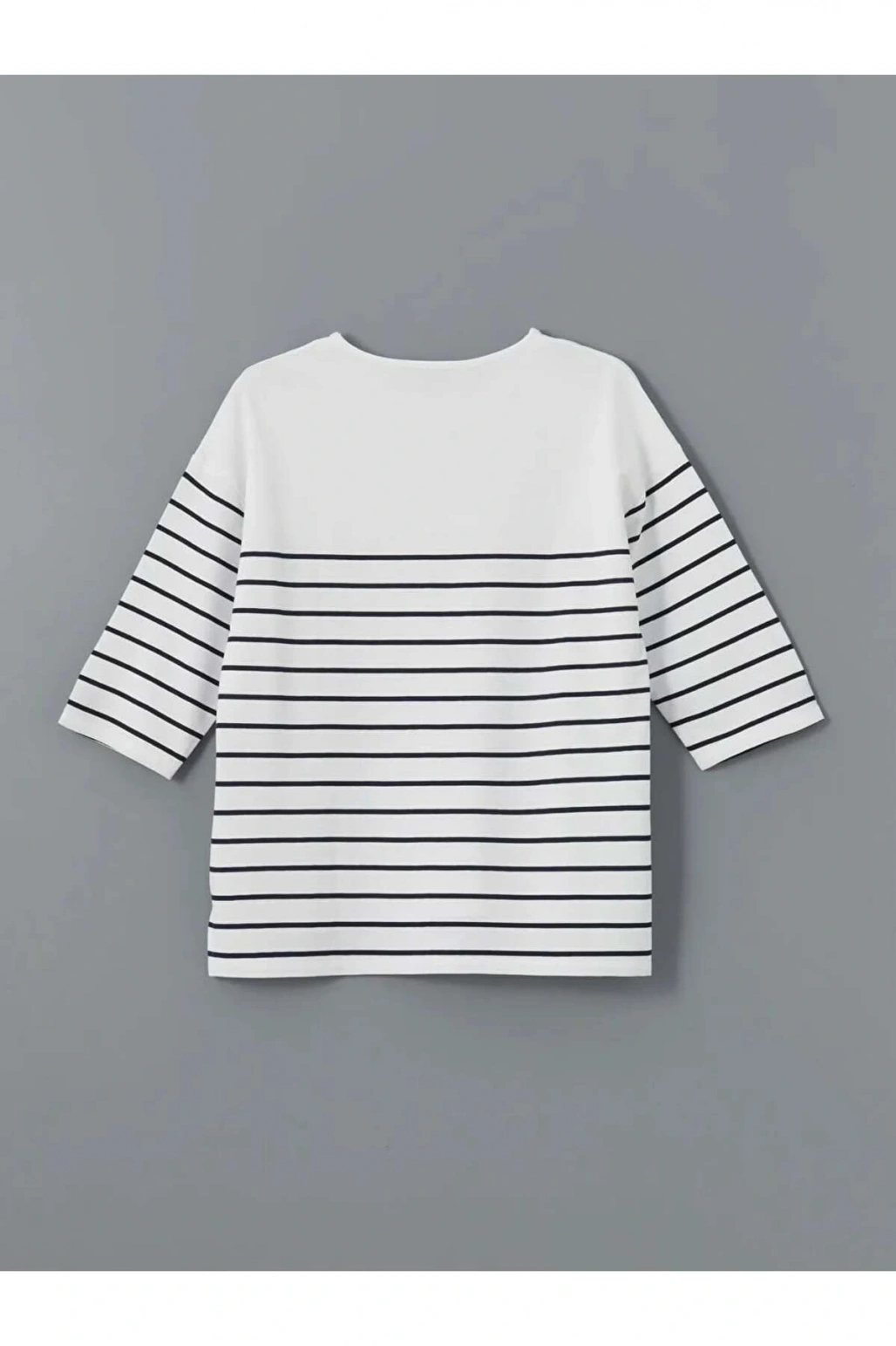 LCW Grace Siyah Bisiklet Yaka Çizgili Penye Kadın Tişört