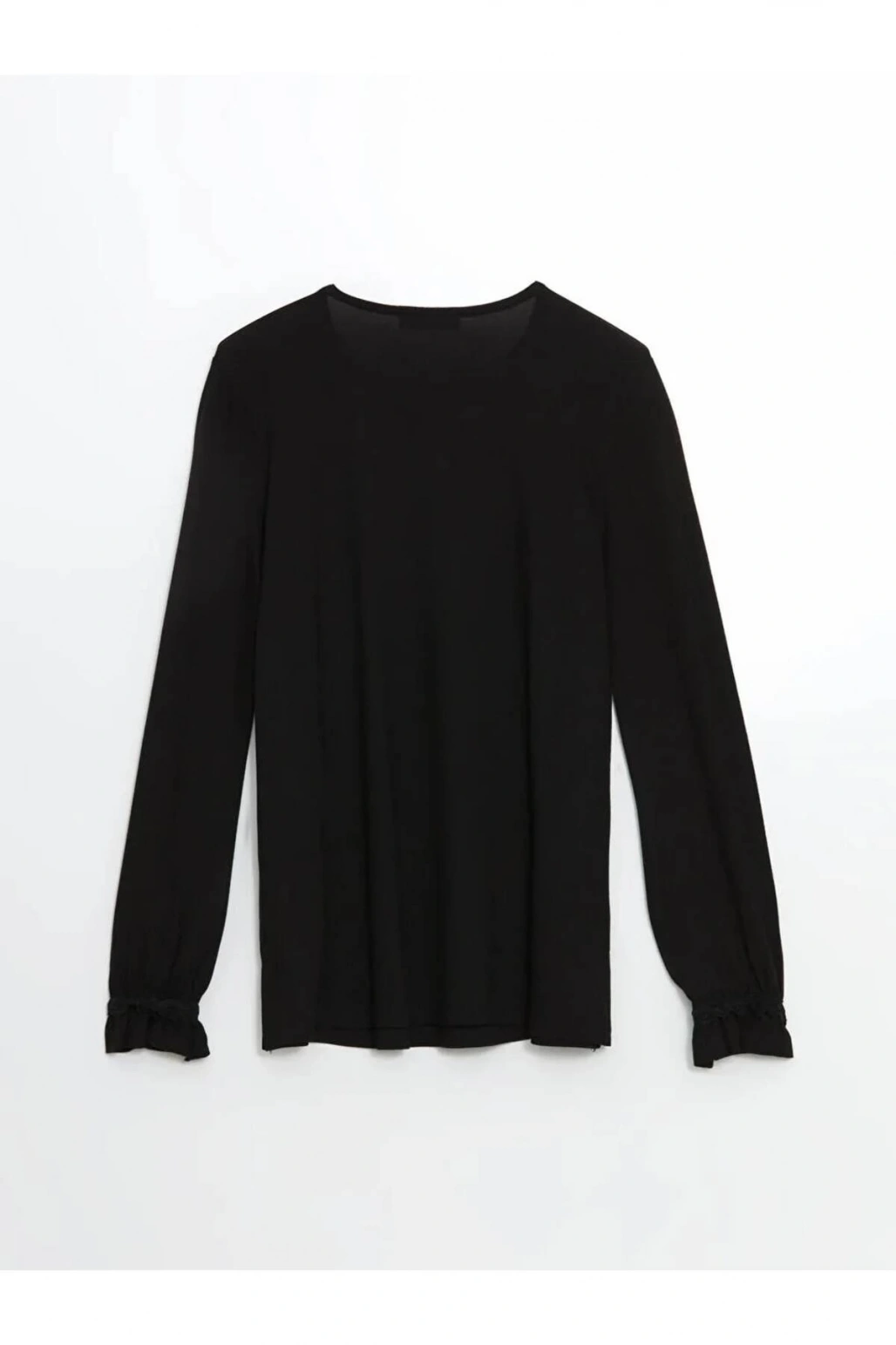 LCW Grace Siyah Bisiklet Yaka Dantel Detaylı Kadın Bluz