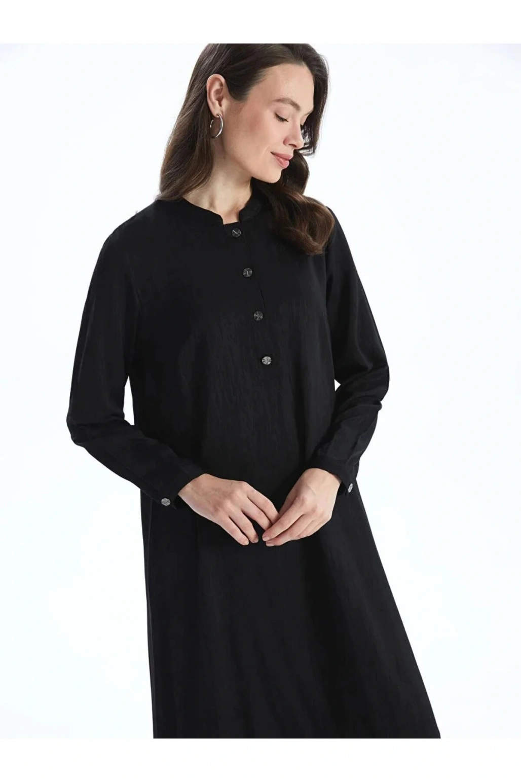 LCW Grace Siyah Hakim Yaka Desenli Kadın Elbise