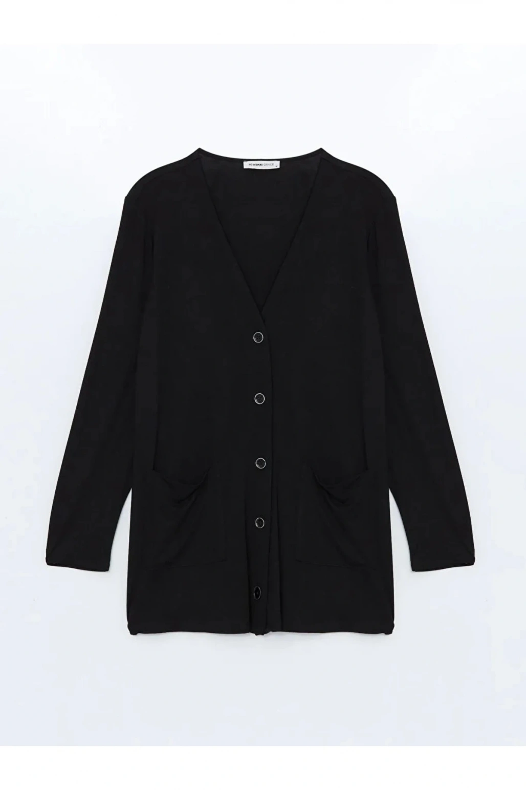 LCW Grace Siyah V Yaka Düz Uzun Kollu Kadın Hırka