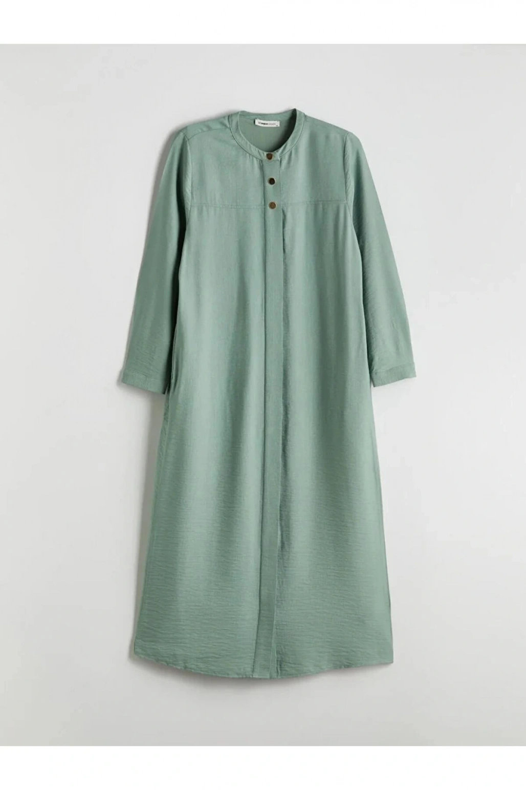 LCW Grace Yeşil Bisiklet Yaka Keten Görünümlü Ferace