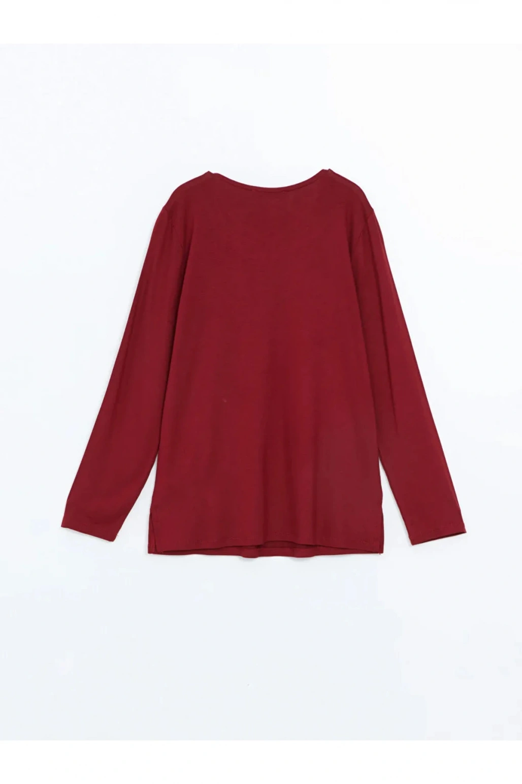 LCW Grace Bordo Bisiklet Yaka Parlak Taş Baskılı Kadın Bluz