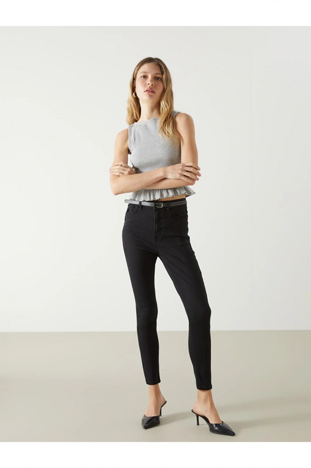 LCW Jeans Beli Kemerli Jüpiter Süper Skinny Fit Kadın Jean Pantolon